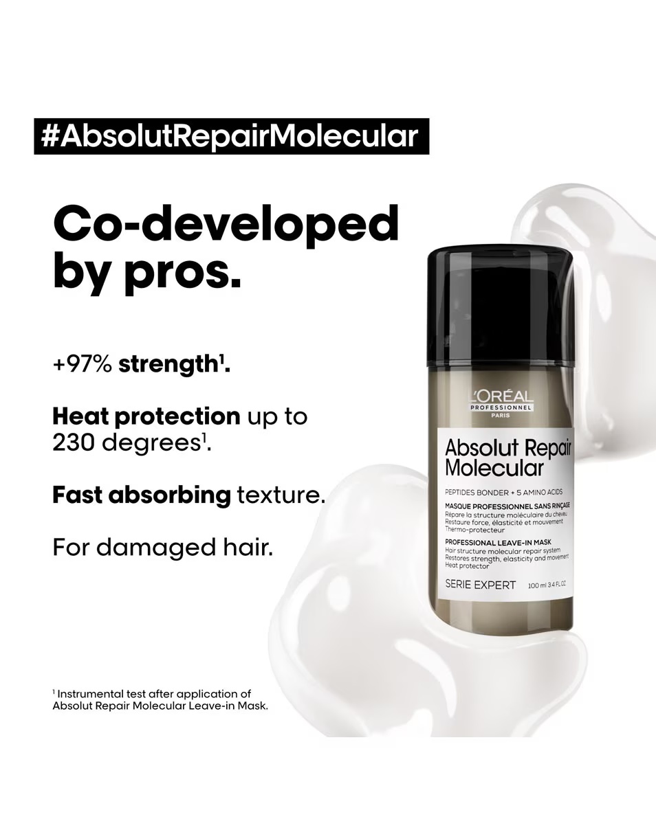 L'OREAL PROFESSIONNEL Absolut Repair Molecular μάσκα επανόρθωσης χωρίς ξέβγαλμα για όλους τους ταλαιπωρημένους τύπους μαλλιών