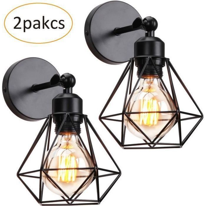 Apliques de pared industriales vintage Zaku, paquete de 2, lámparas de techo E27 de metal ajustables para interiores, 40 W