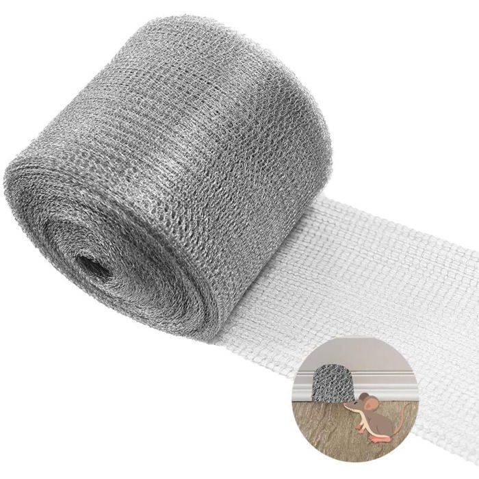 Barrera contra roedores, relleno de acero inoxidable para agujeros en grietas de pared, rollo de malla metálica con etiqueta.