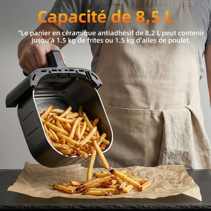 Friteuse sans huile - AZMSARY - 8.5 L - 2600 W - Écran tactile LED - 2 nouvelles fonctionnalités utiles