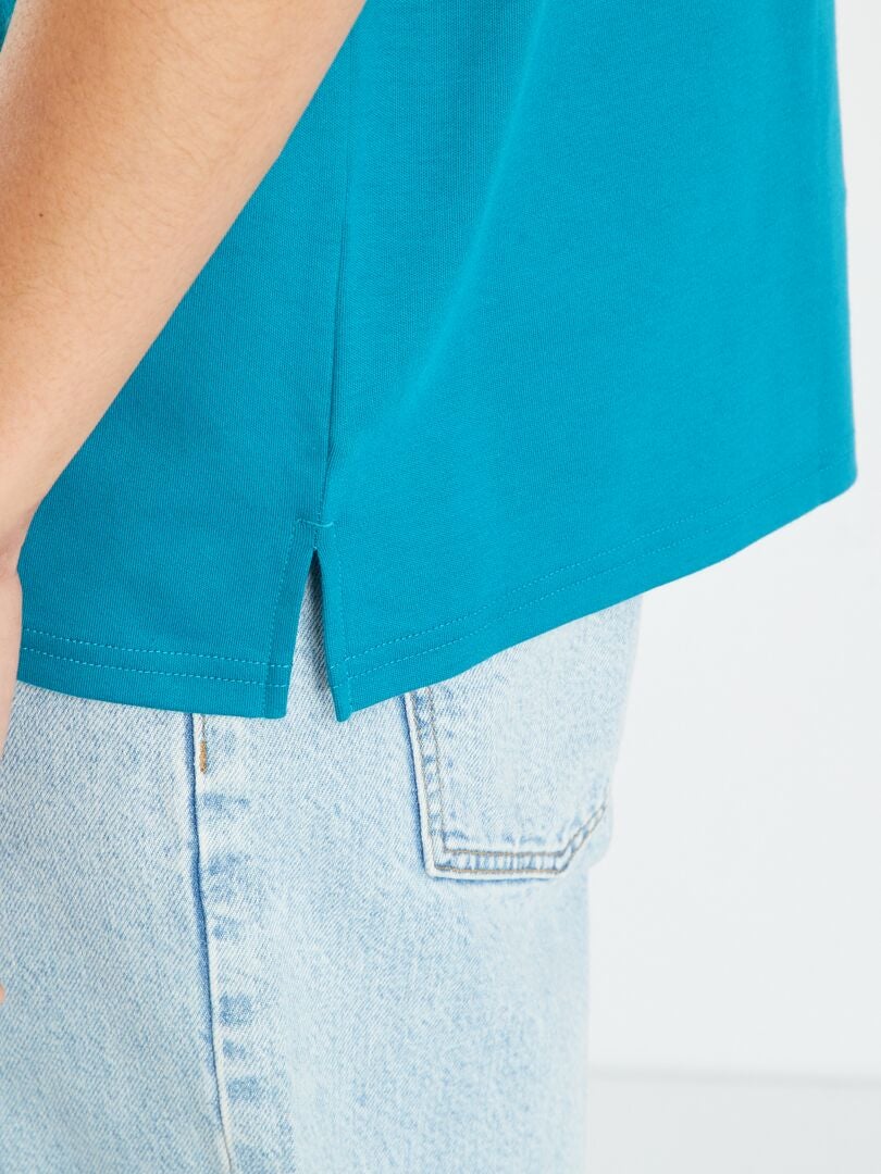 T-shirt met borstzak - BLAUW