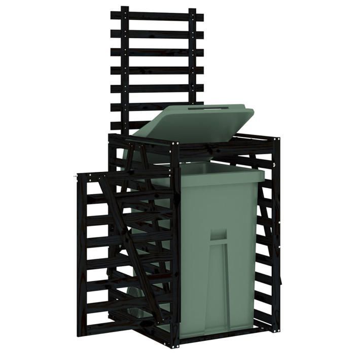 Copertura/riparo per bidone della spazzatura con ruote - VIDAXL - Legno massello di pino nero CC3356997