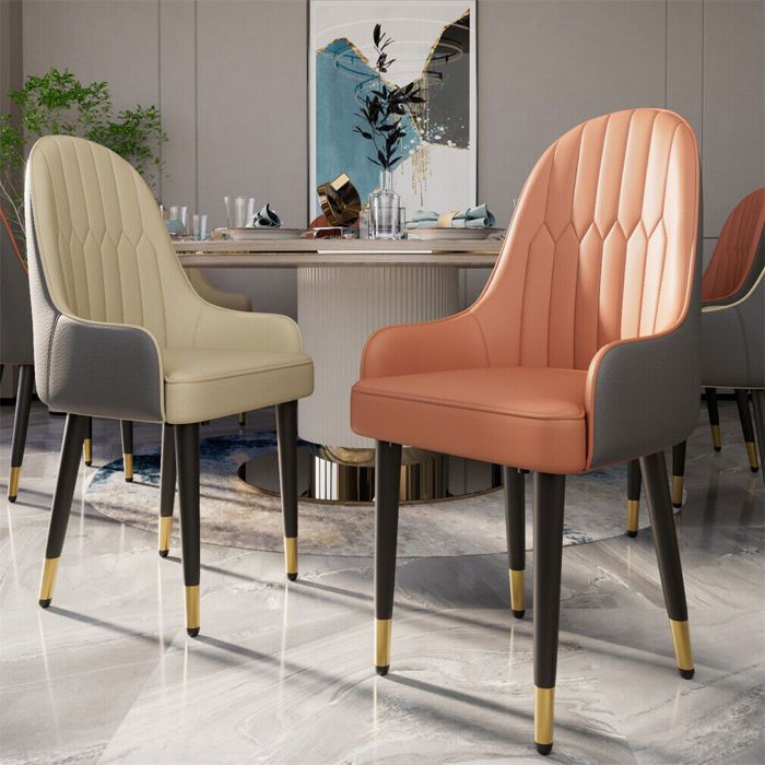 Chaises de Salle à Manger Lot de 2 Chaise de Cuisine Confortable Fauteuil de Table à Manger en Cuir 52x49x90cm