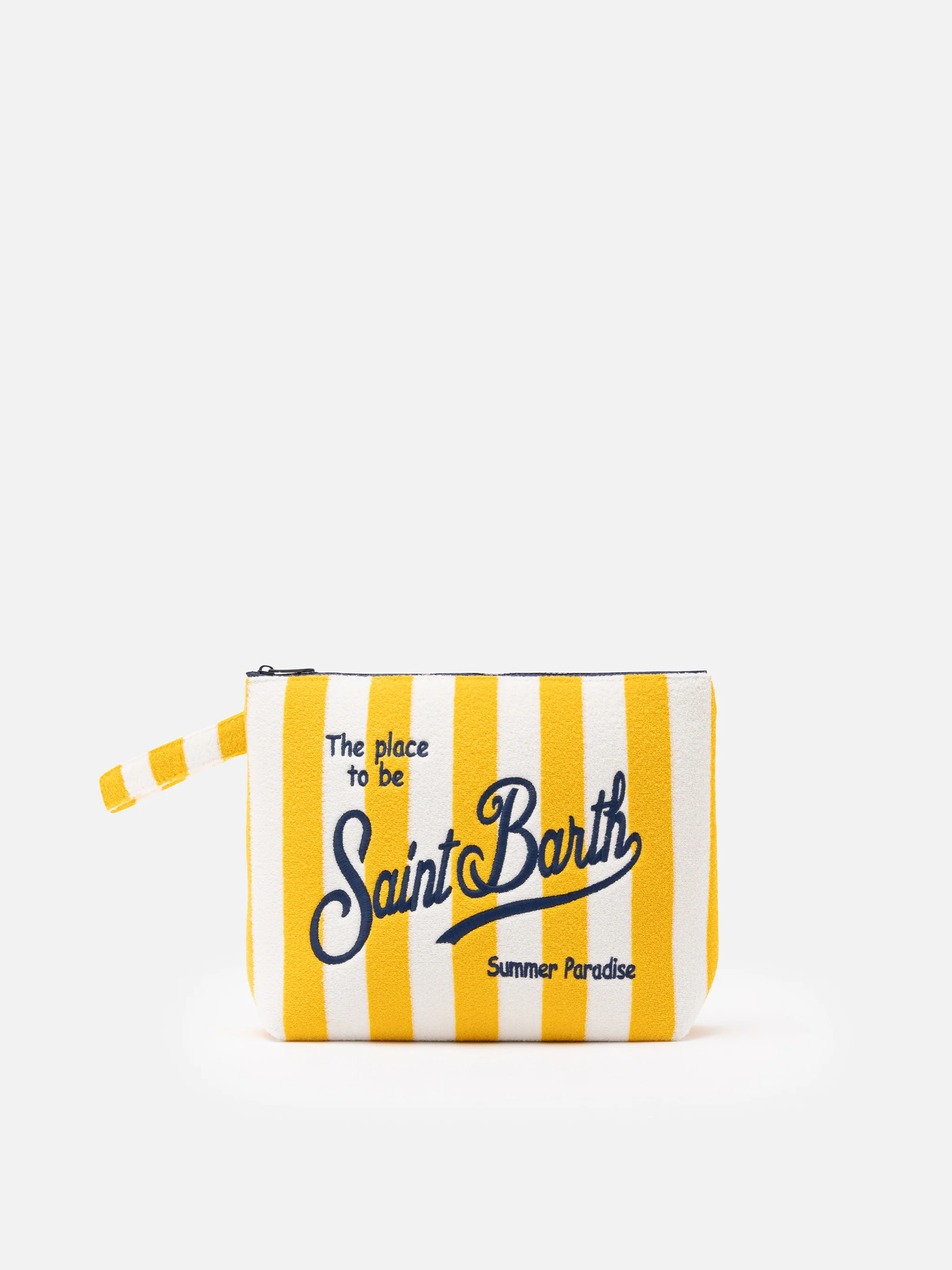 Aline L Clutch-Tasche aus geprägtem, gestreiftem Schwamm