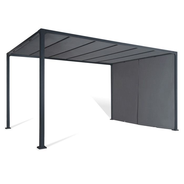 IDMARKET Pergola coulissante 2 pans 3x4 M belvédère de jardin toile gris anthracite