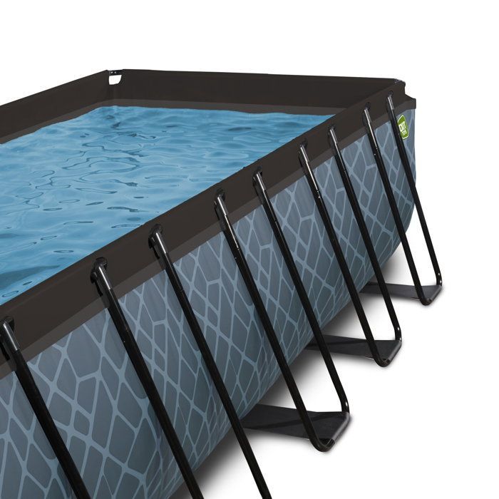 Piscine hors sol - EXIT TOYS - Stone - Rectangulaire - 12600 L - Gris - Acier - Pompe à filtre