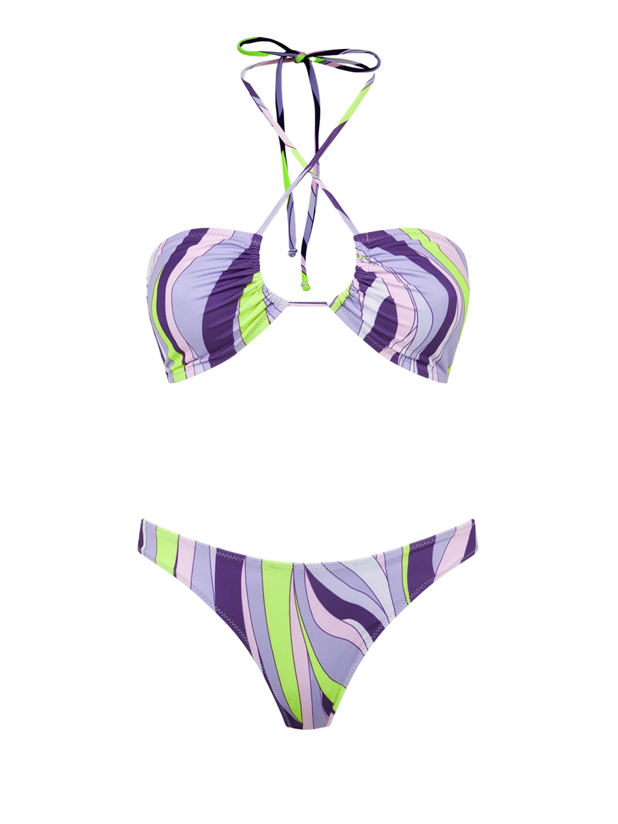 Damesbandeaubikini met golvende print
