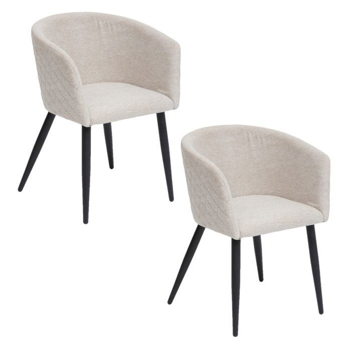 Atmosphera - Set of 2 Aubin dining chairs in quilted-effect fabric - Beige