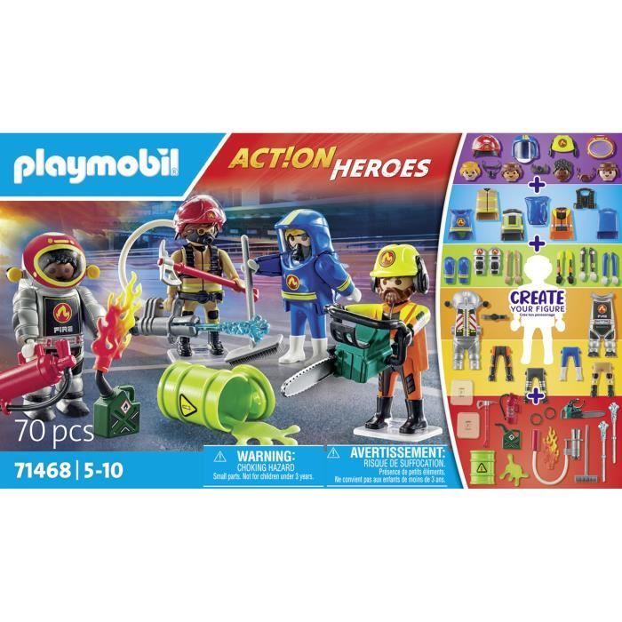 PLAYMOBIL 71468 Meine Figuren: Hochrisikoberufe – mit vier Feuerwehrfiguren – Feuerwehrleute – ab 5 Jahren