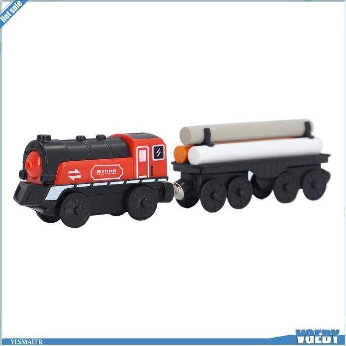 Tren eléctrico Ashata, tren eléctrico de madera a pilas, construcción creativa de vías, juego de juguetes ideal.