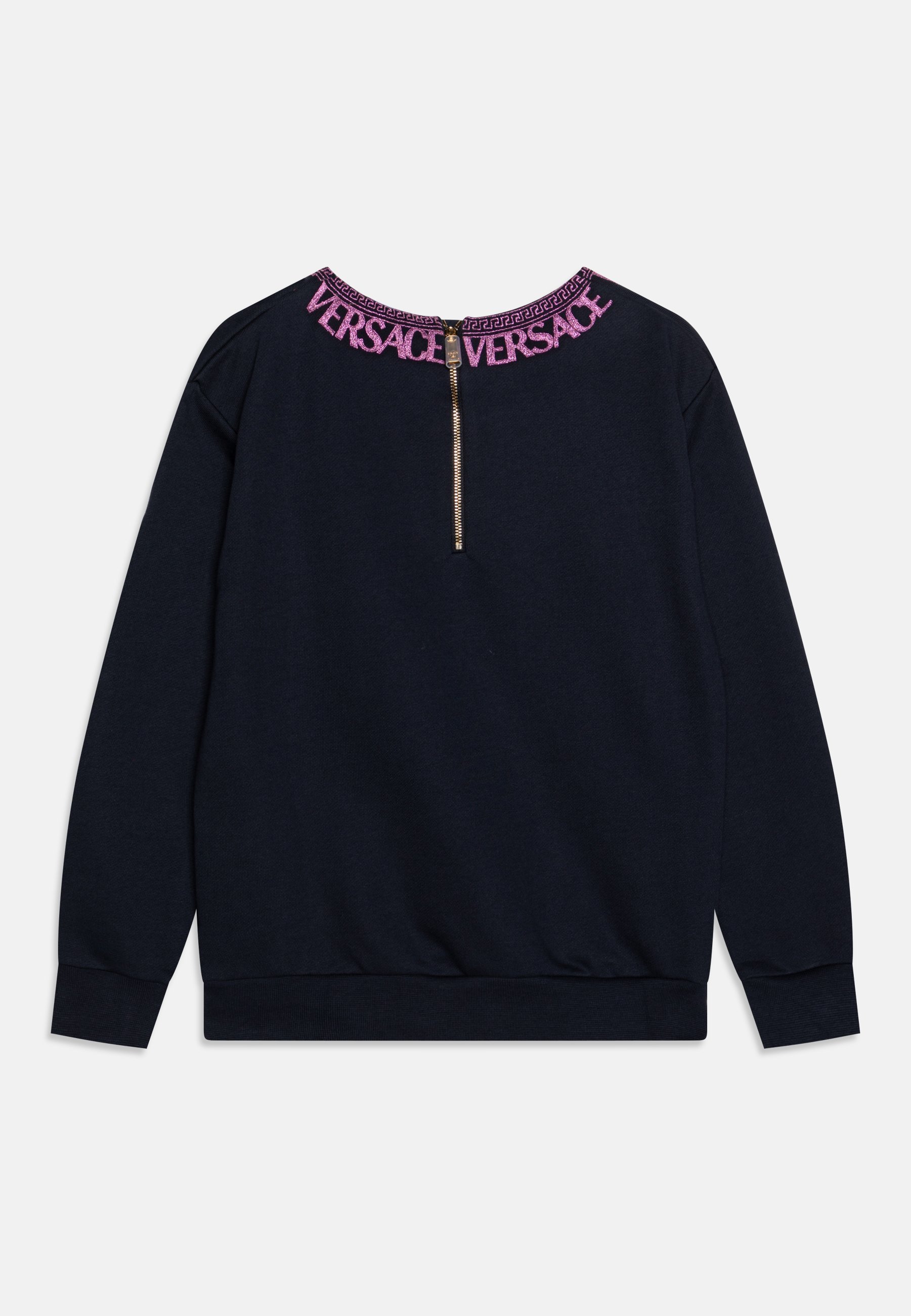Versace sweatshirt met Grieks logo en borduurwerk - marineblauw/roze