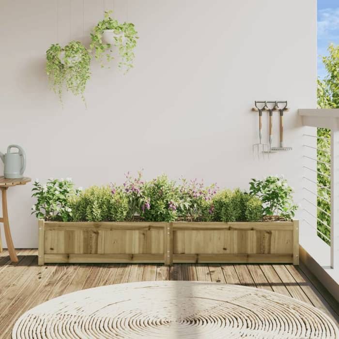 vidaXL Jardinière, Lit Surélevé, Bac à Fleurs, Pot de Plantes, Boîte à Fleurs Jardin Patio Terrasse Balcon, Marron Bois de 837502