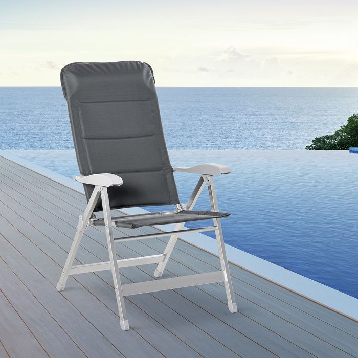 Outsunny - Klappbarer Gartenstuhl - Aluminium - 75 x 61,5 x 115 cm - Dunkelgrau