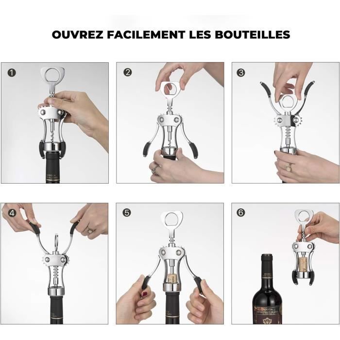 Tire Bouchon - Ouvre-Bouteilles - Décapsuleur - en Alliage de Zinc - Anti-dérapantes - Coffrets cadeaux - Argenté - RIWILL