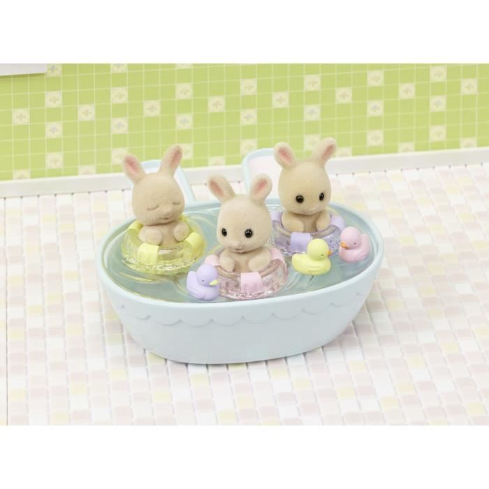 Miniaturfiguren – SYLVANIAN FAMILIES – 5707 – Cremefarbene Kaninchen-Drillinge und Badezimmeraccessoires