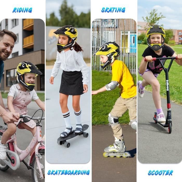 Children's Bike Helmet - Skateboard & BMX - Yellow - Detachable Chin Strap - Breathable