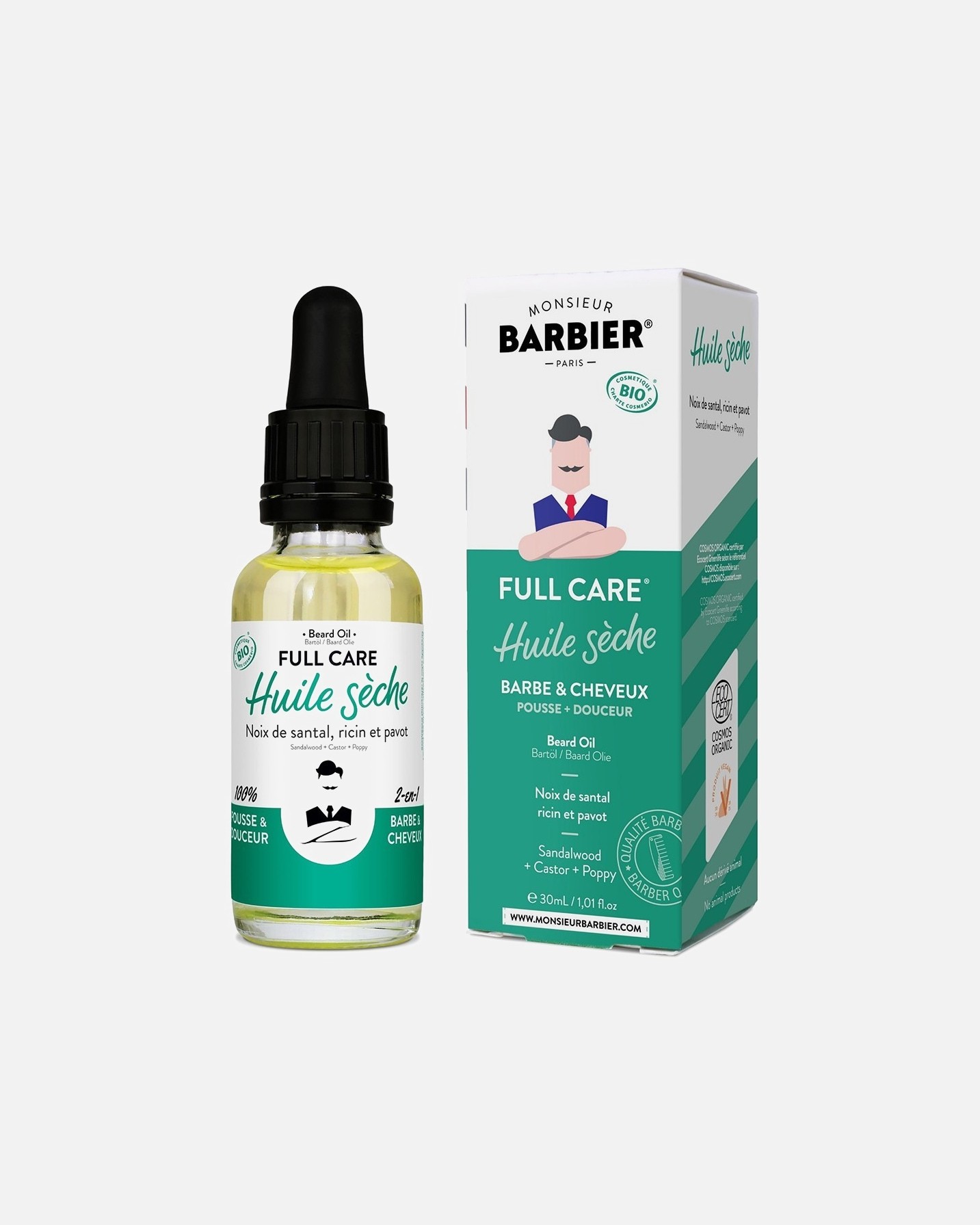 „Monsieur Barbier“ plaukų aliejus, barzdos ir plaukų priežiūros aliejus – 30 ml