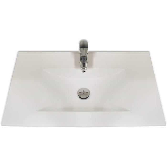 Mueble de baño suspendido VEGA - Fresno de té - Lavabo individual - 80x82x45cm