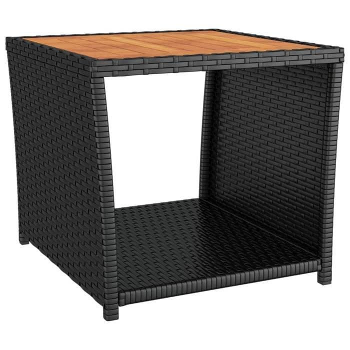 vidaXL 3-teiliges Gartenmöbelset, schwarzes Polyrattan und Akazie, Lounge-Set, Outdoor-Lounge-Set