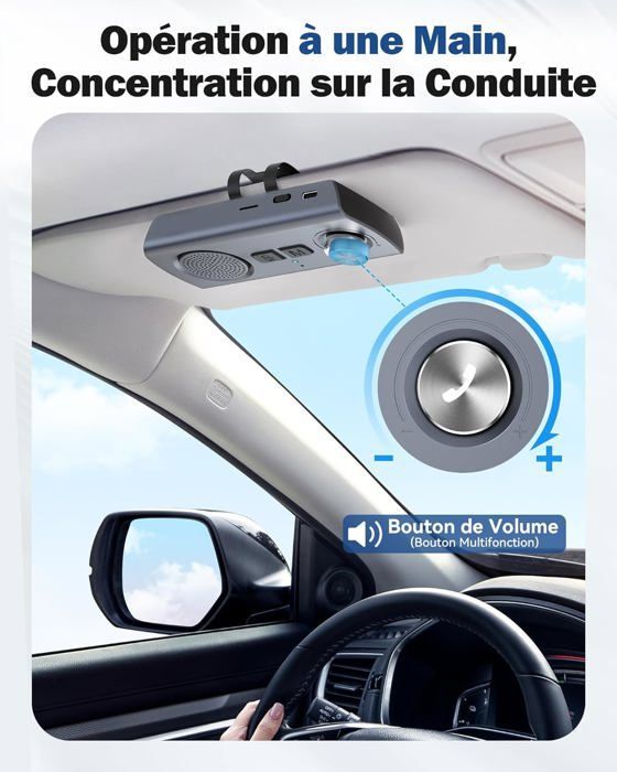 Bluetooth 5.3 Car Hands-Free Kit, GPS, Speaker, Microphone, Music, Siri & Google Assistant, Auto Reconnection, 800mAh TF Card Slot