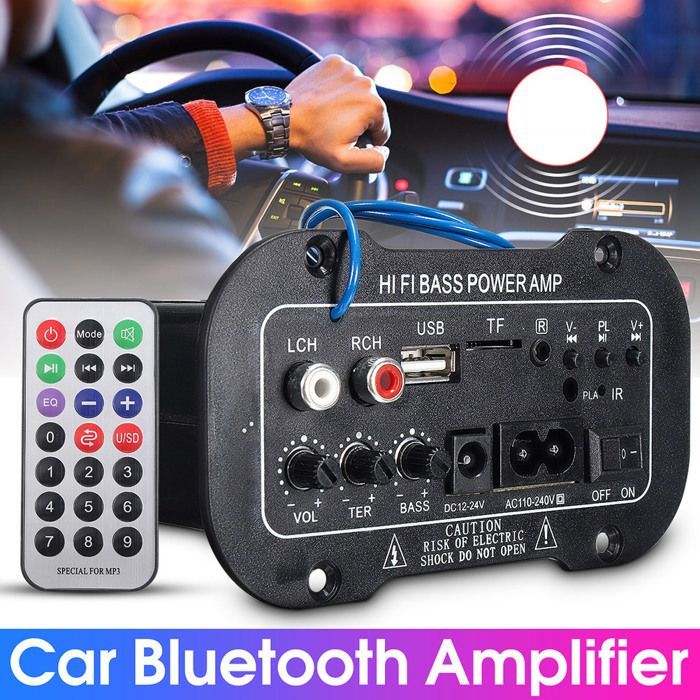Amplificador digital para coche de 5 pulgadas, Bluetooth, HiFi, graves, potencia, estéreo, USB, TF, control remoto, accesorios para el