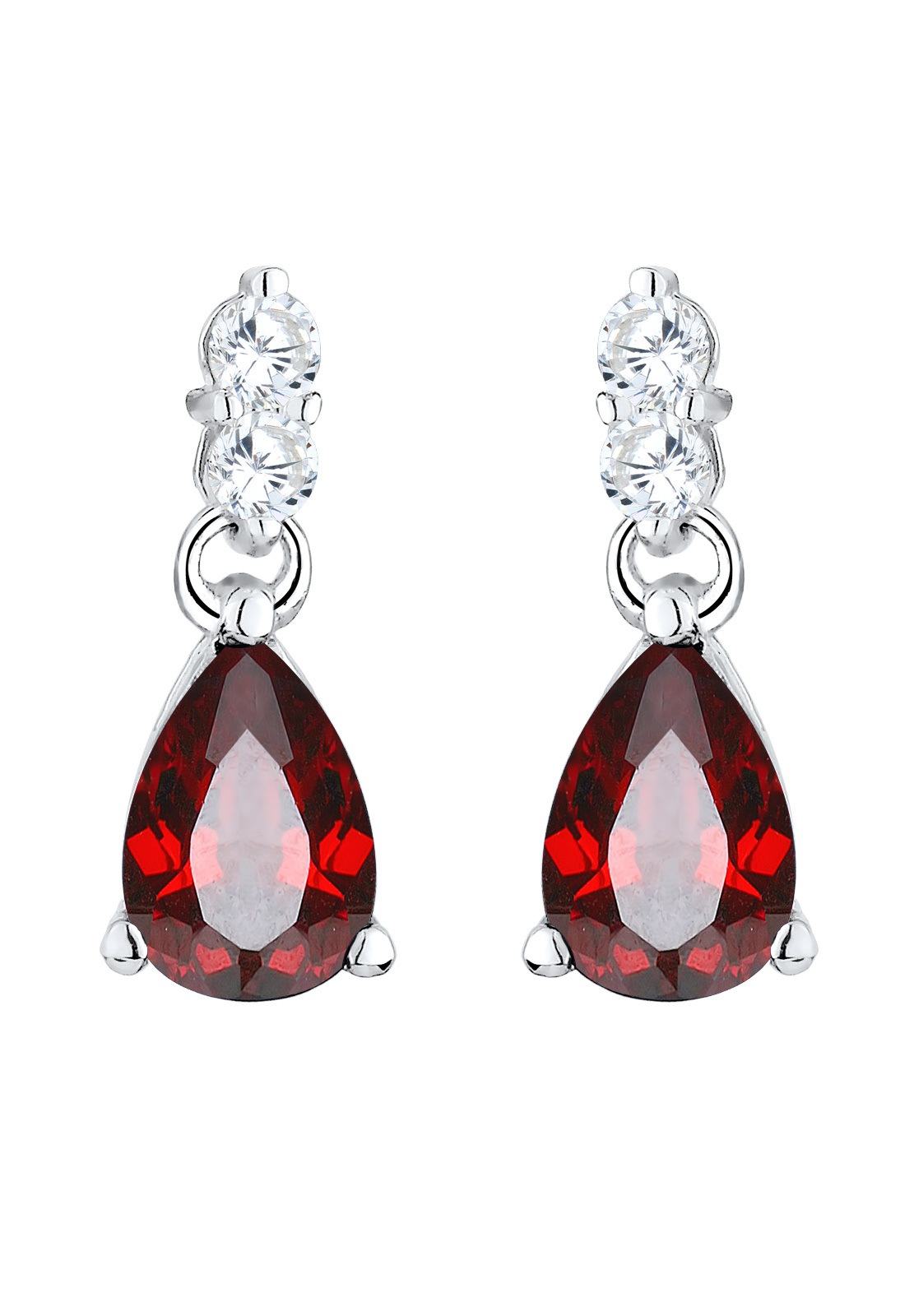Elli Femmes Pendentif d'oreilles Goutte Élégant Rouge avec Cristaux de Zirconium en Argent Sterling 925