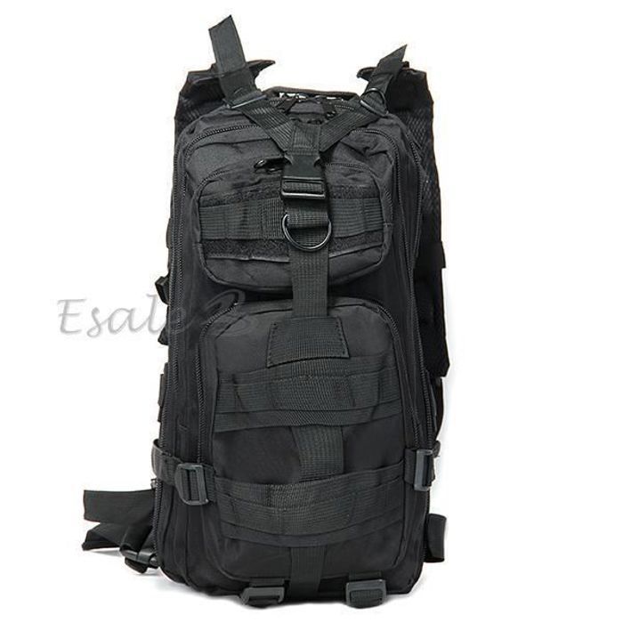 Mochila militar - Ejército - Impermeable - 20-35L - Nylon de alta densidad - Negra