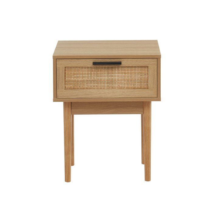 Nachttisch mit Naturrohrgeflecht – 1 Schublade – Holzoptik – B 40 x T 29,5 x H 50 cm – AMANA