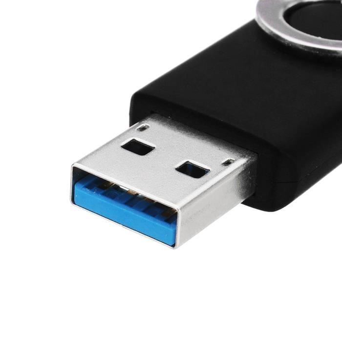 Pen drive giratório TEMPSA de 256 GB, USB 3.0, de alta velocidade, preto.