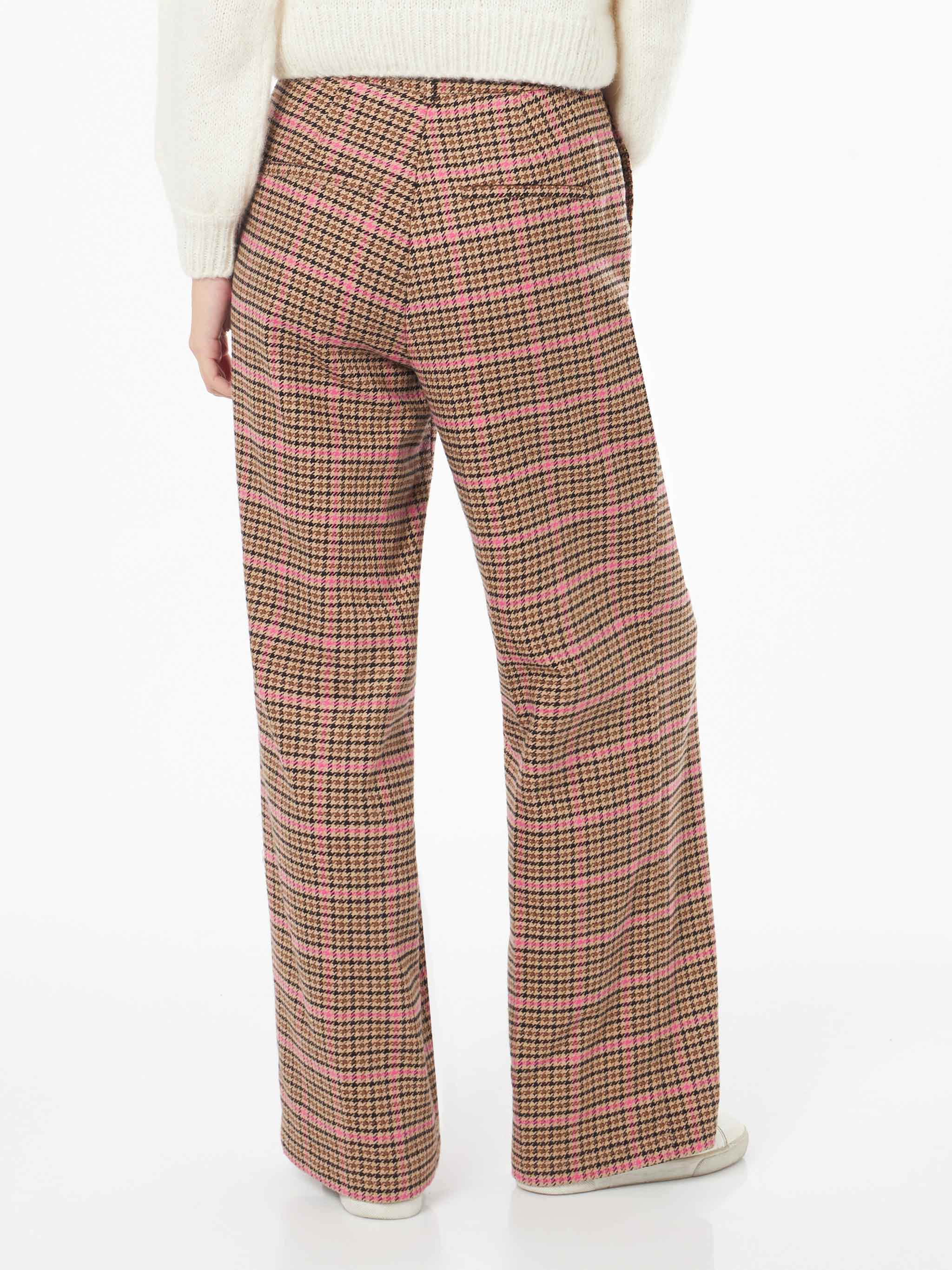 Dames palazzo broek met pied-de-pouleprint