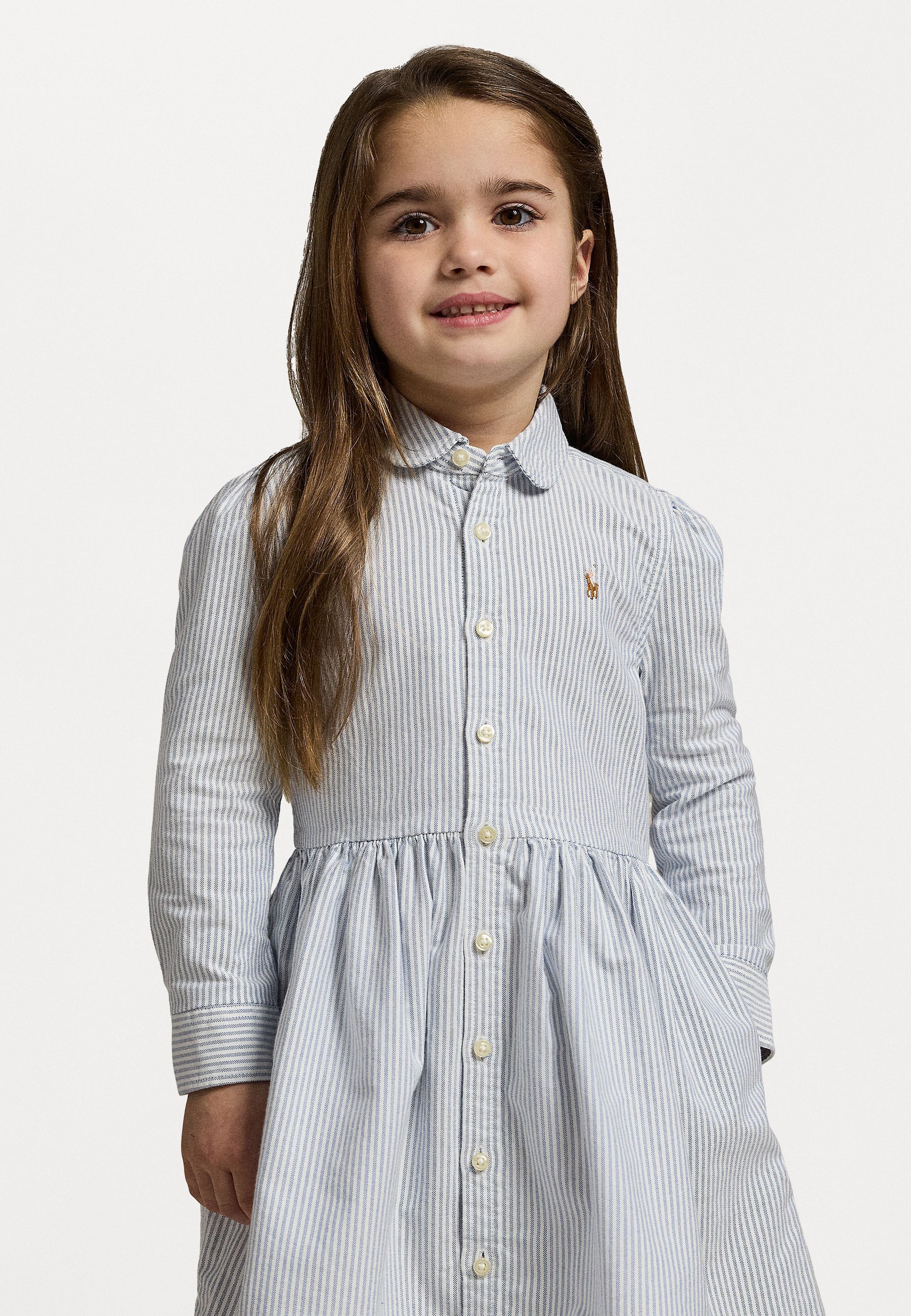 Polo Ralph Lauren gestreiftes Oxford-Hemdkleid aus Baumwolle – blau/weiß