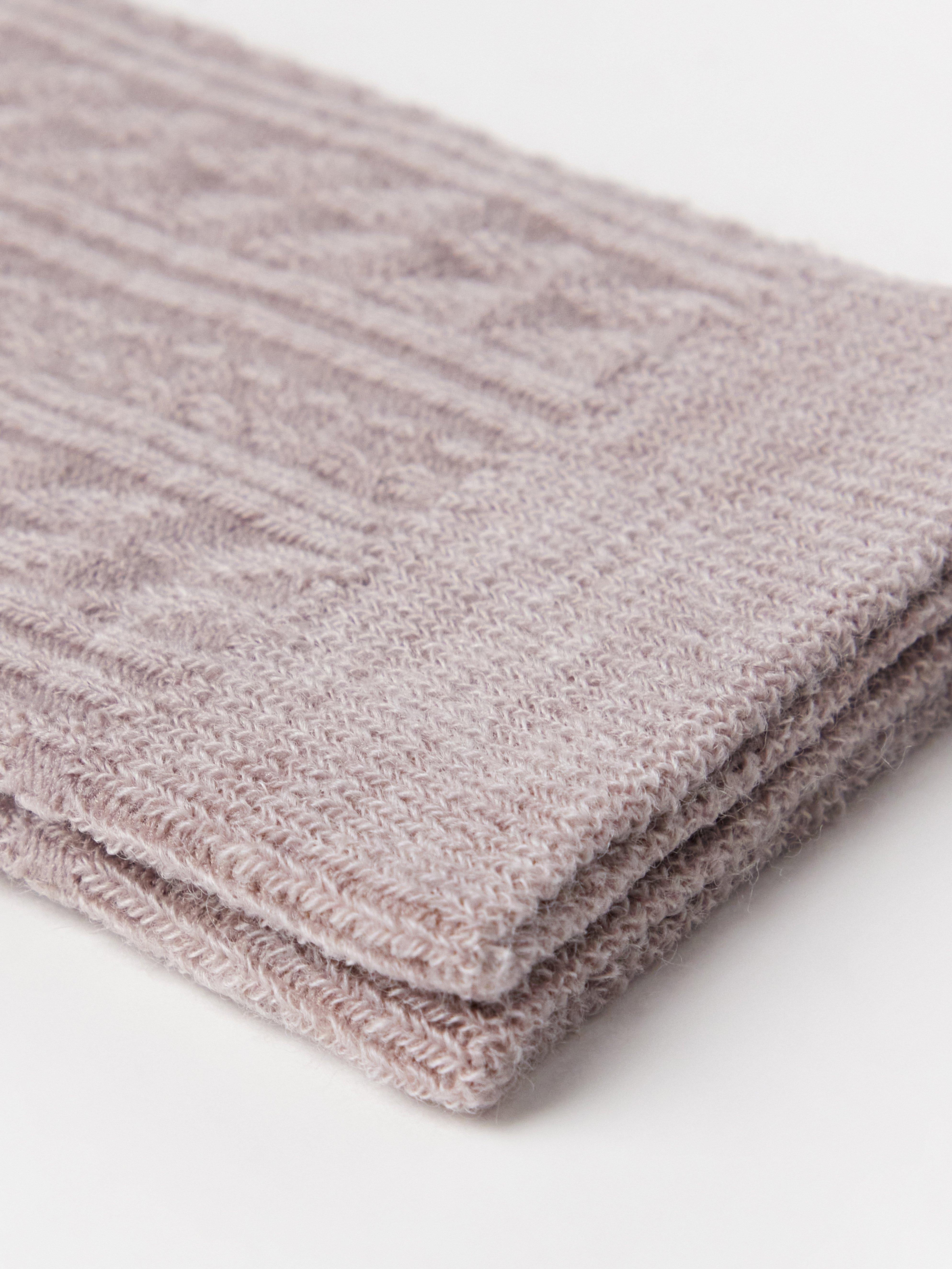 Ponožka s copánkovým úpletem ze směsi merino vlny Dusty Beige Melange