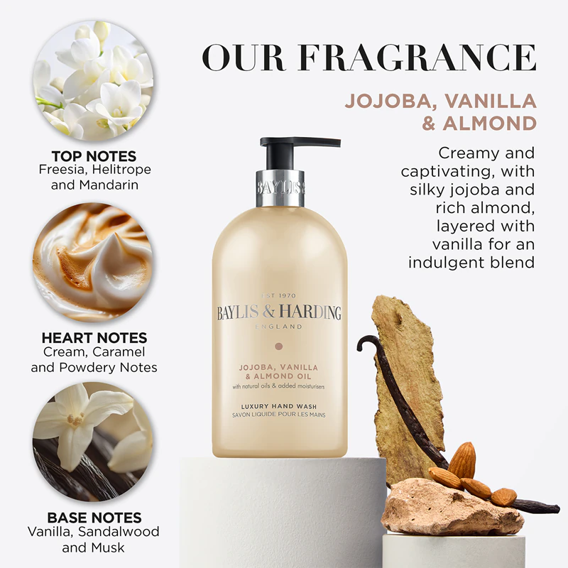 Sabonete líquido para mãos Baylis & Harding com óleo de jojoba, baunilha e amêndoas