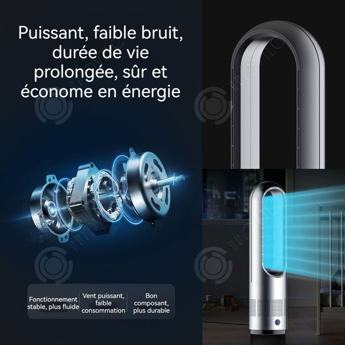 PASSIONOVA Condizionatore d'aria portatile 2 in 1 40W/1400W 50Hz Vento naturale/caldo 8 livelli regolabili Ventilatore riscaldamento Telecomando