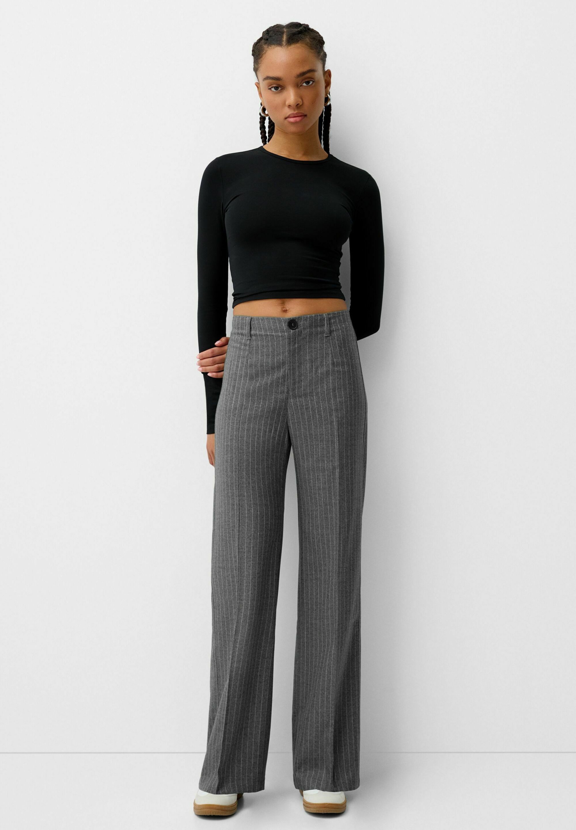 Pantaloni Bershka a gamba larga - grigi