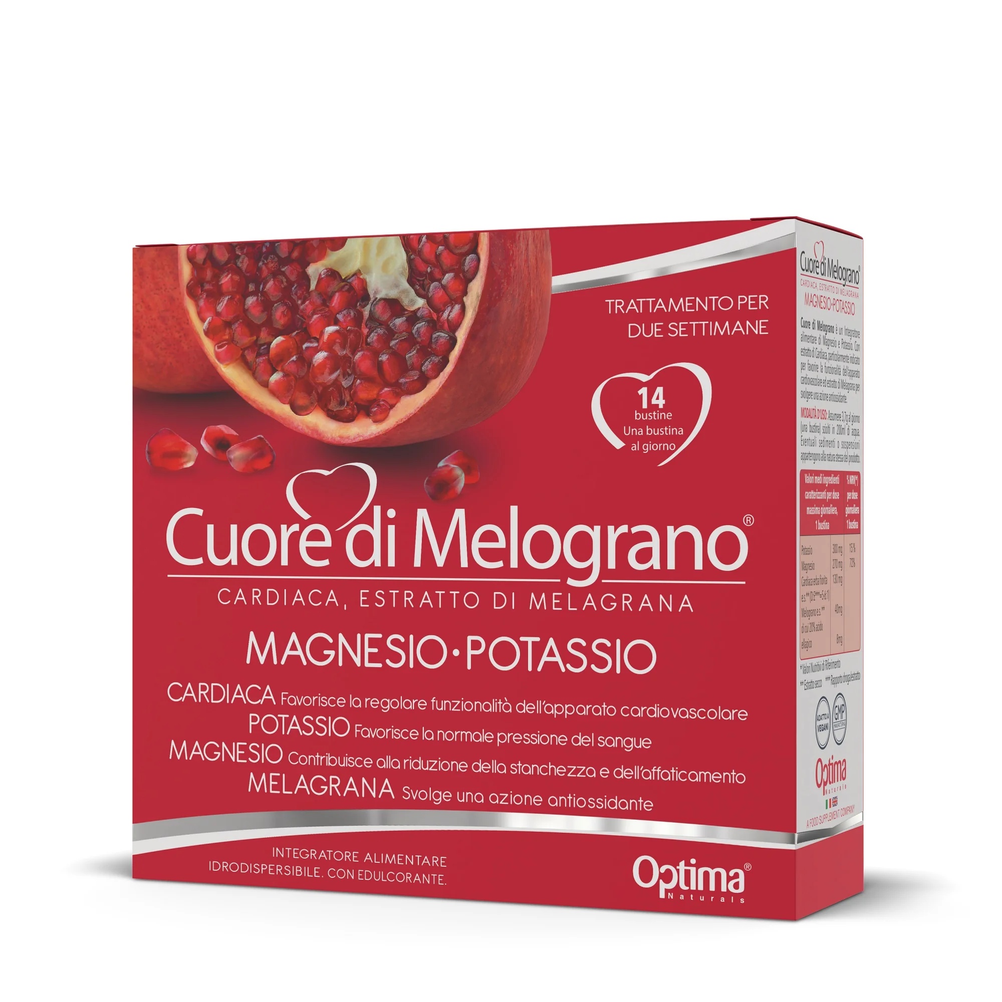 OPTIMA Optima Grenade Cœur Magnésium et Potassium 14 sachets Fatigue et épuisement