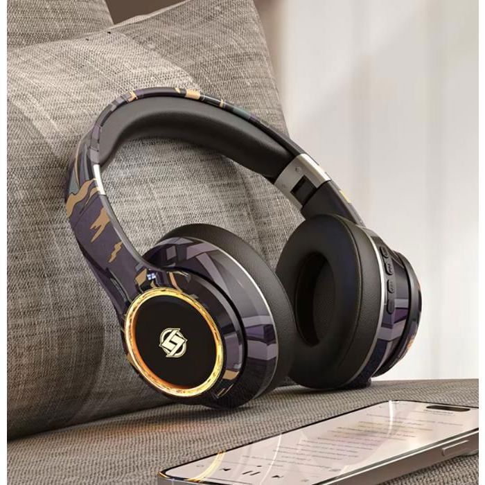 Cuffie Bluetooth Graffiti - Wireless, pieghevoli - Luce LED RGB - Durata della batteria di 30 ore - Cuffie con cancellazione del rumore, bassi potenti