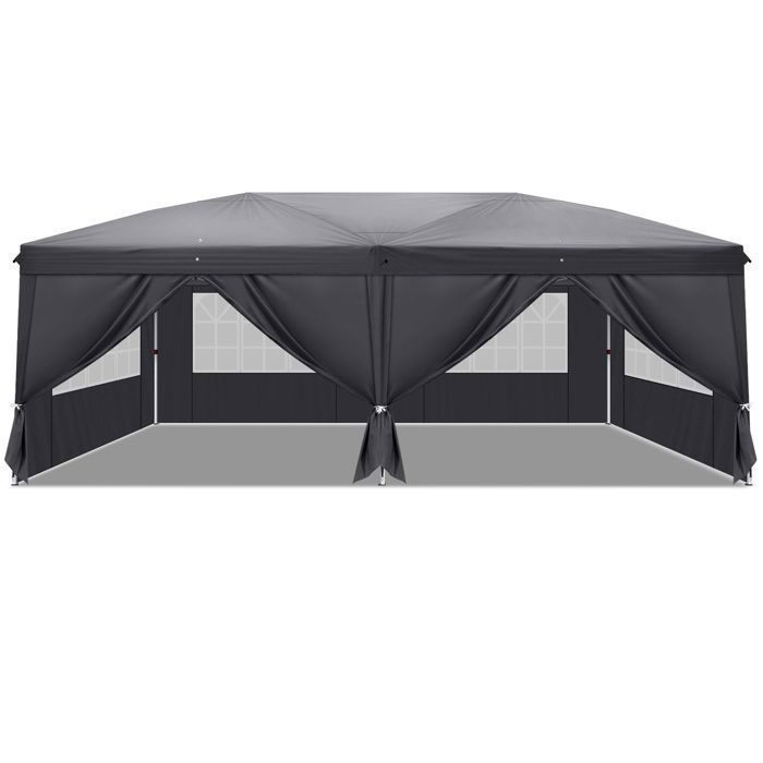 3x6m Waterproof and Stable Folding Gazebo, Outdoor Garden Gazebo with UV Protection, Carry Bag - Grey