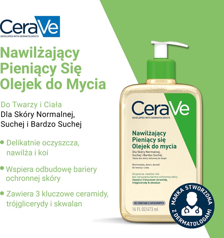 CeraVe Cleansers mitrinošais putojošais eļļas tīrīšanas līdzeklis