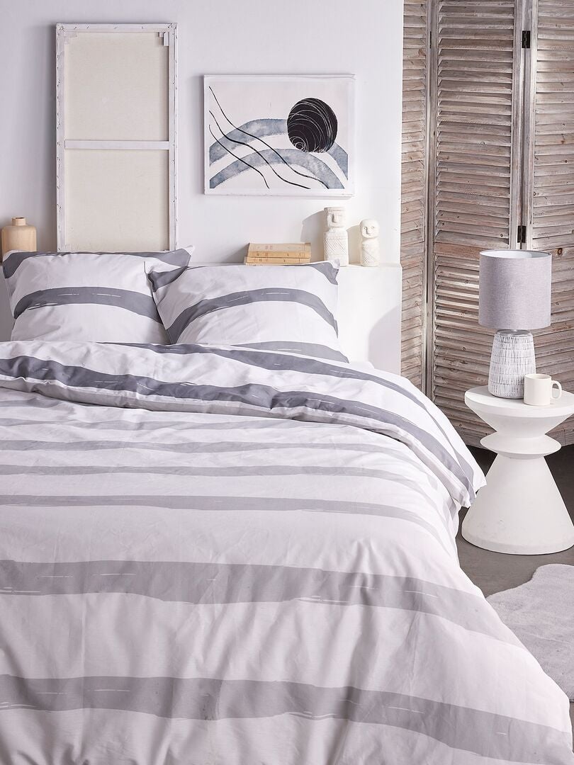 Conjunto de cama de casal dupla face - tamanho casal - CINZA