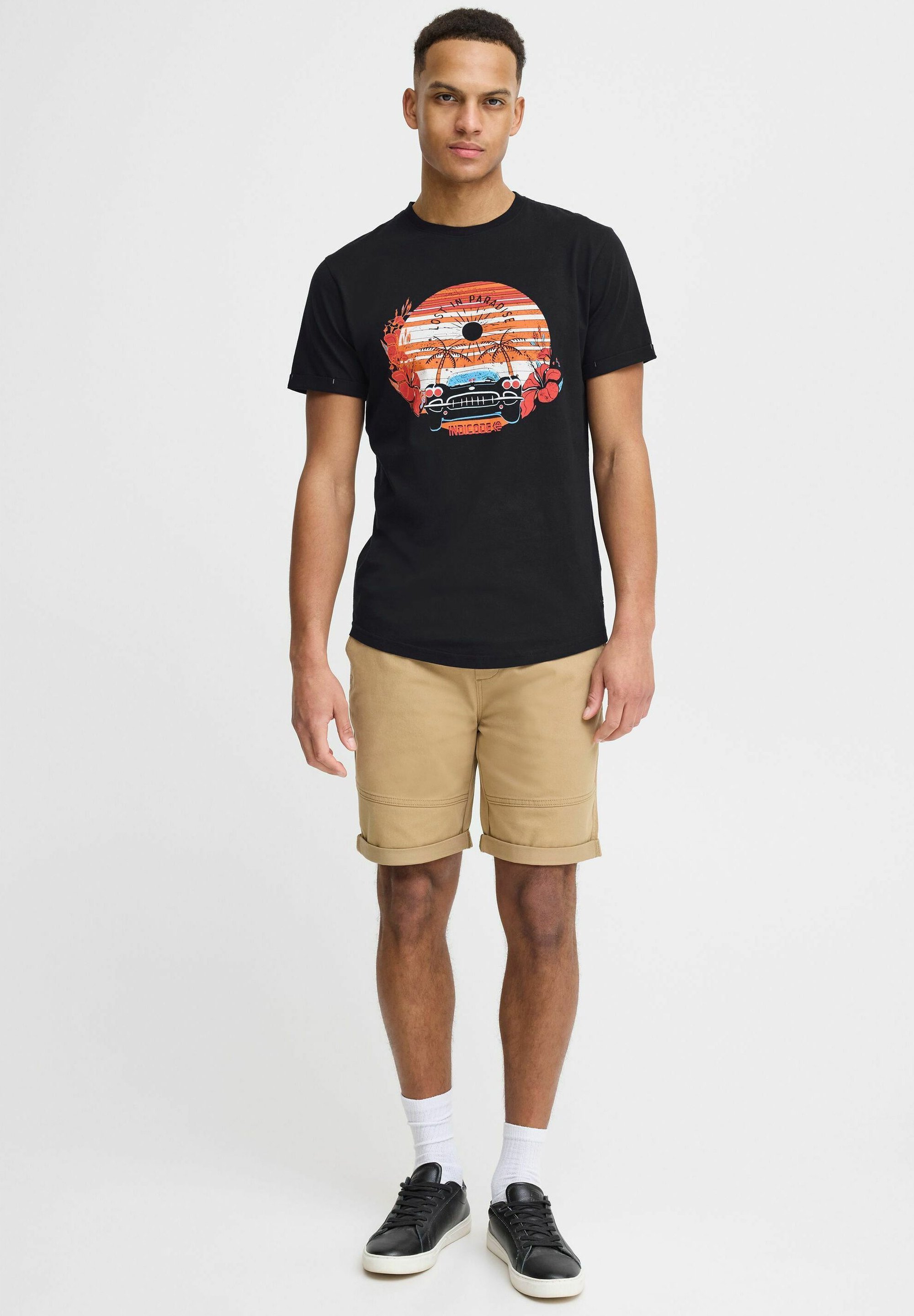 INDICODE JEANS IDDaniel - T-shirt stampata - nera