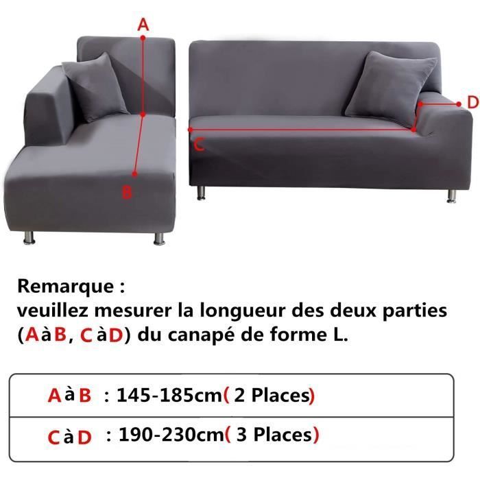 VOIMO Housse Canapé d'angle Extensible 2 Pièces, Housse de Canapé Élastique en Forme de L 3places +2places