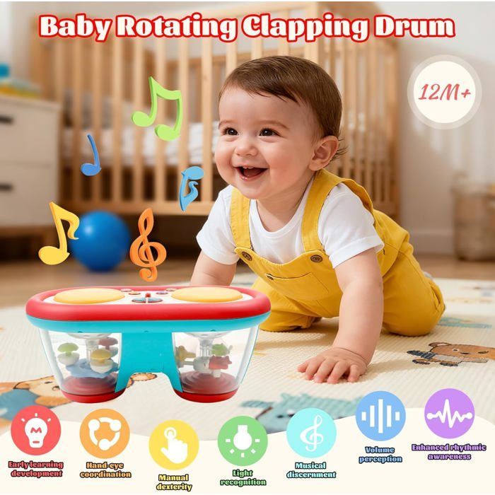 Musical Toy for 1-Year-Olds with Lights - Double Drum Activity Cube - Gift for Children 9-12-18 Months