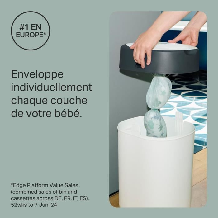 Tommee Tippee - Twist & Click Nappy Bins - Odor and Germ Resistant - 1 Cassette - Antibacterial Multi-Layer Film - White