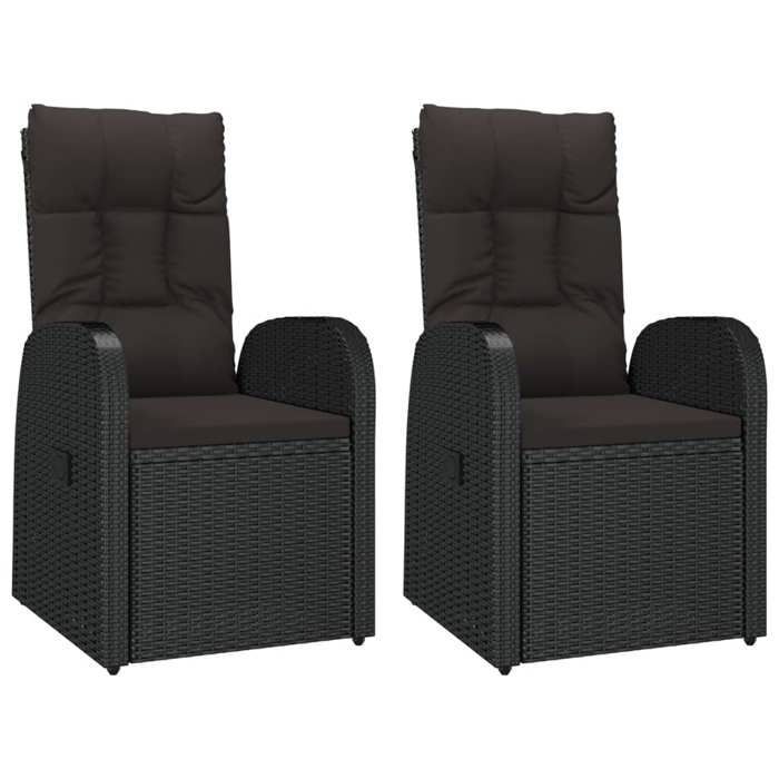 vidaXL 3-teiliges Gartenmöbelset, schwarzes Polyrattan und Akazie, Lounge-Set, Outdoor-Lounge-Set