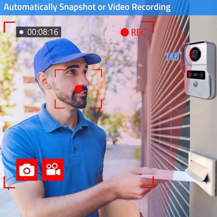 Videoportero WiFi seguro 1080P - Videoportero con pantalla táctil de 7