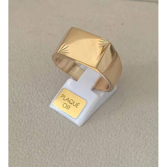 Anillo de sello chapado en oro de 18 quilates (750/1000) - BIJOUXIA - Grande - Unisex