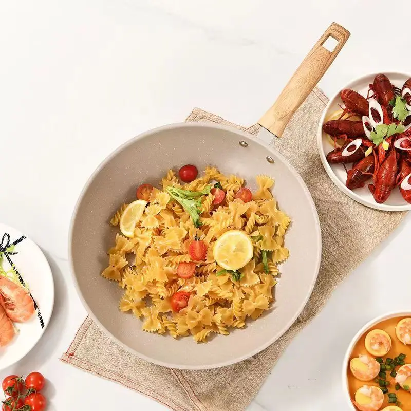 Wok antiadhésif, poêle à frire, casserole en céramique, poêle à steak, poêle à crêpes, compatible avec les plaques à induction et à gaz, ustensiles de cuisine universels, casserole