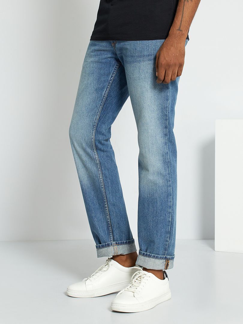 Calça jeans de corte regular - tamanho 32 - cor pedra