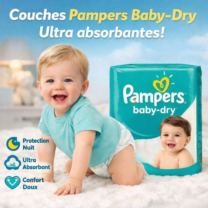 PAMPERS Couche Bébé, BABY-DRY Taille 3, 280 COUCHES (6-10 kg)